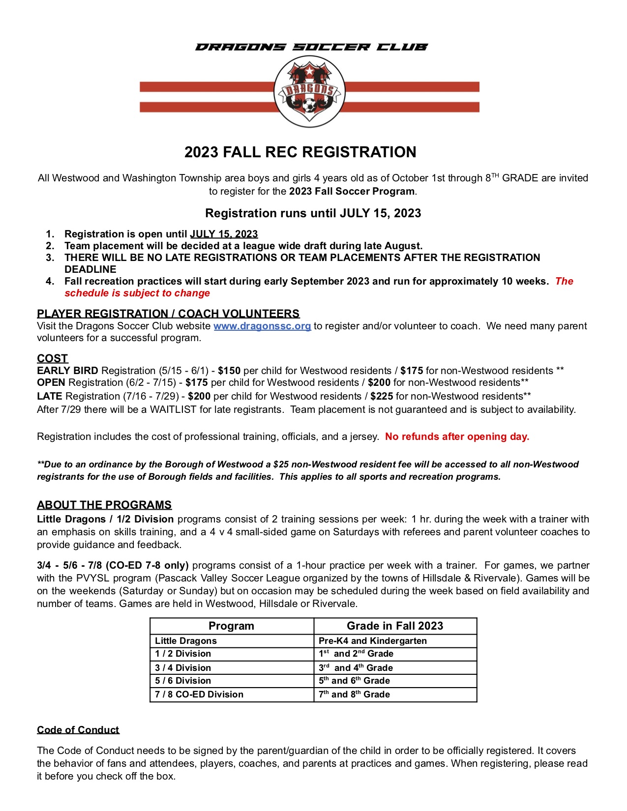 2023 Rec Registration Flyer 2023 Rec Registration Flyer